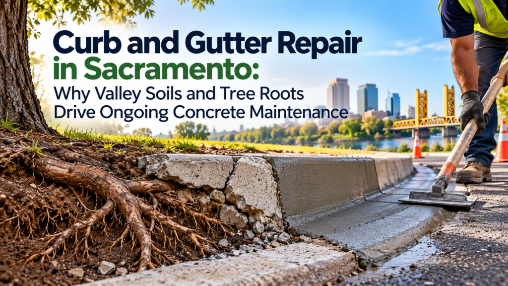 Curb and Gutter Repair in Sacramento: Why Valley Soils and Tree Roots Drive Ongoing Concrete Maintenance
